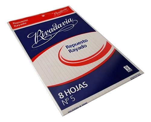 REPUESTO N5 DE 8 HOJAS RAYADAS RIVADAVIA