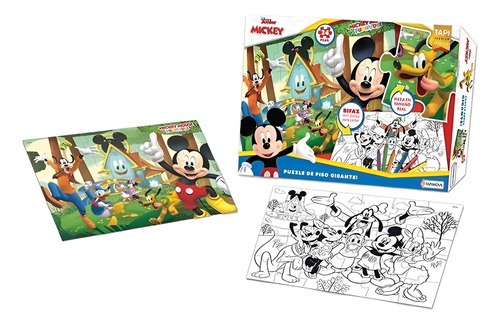ROMPECABEZAS PUZZLE GRANDE MICKEY DISNEY BIFAZ PARA COLOREAR