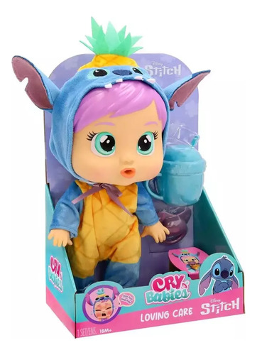 MUÑECA CRY BABIES LOVING CARE STITCH DISNEY CON ACCESORIOS
