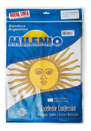 BANDERA DE TELA ARGENTINA MILENIO DE 136X216CM CON SOL
