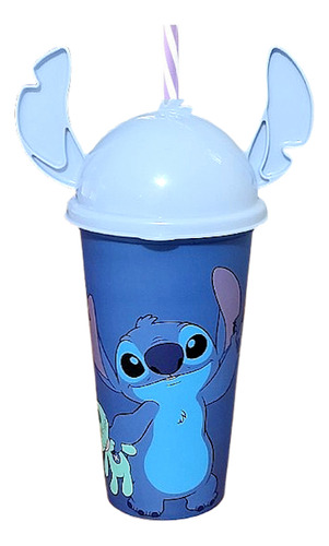 VASO DISNEY LILO STITCH CON OREJAS Y PAJITA, 500 ML