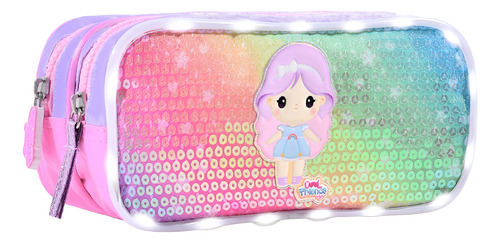 CARTUCHERA DOBLE CIERRE COOL FRIENDS LOOKS CON LUCES LED