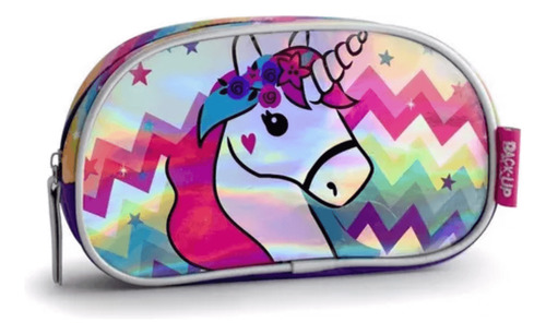 CARTUCHERA 1 CIERRE UNICORNIO HOLOGRÁFICA BACKUP FUN