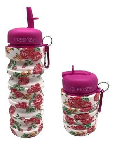 BOTELLA DE SILICONA PLEGABLE CON PICO REBATIBLE ROSA CRESKO