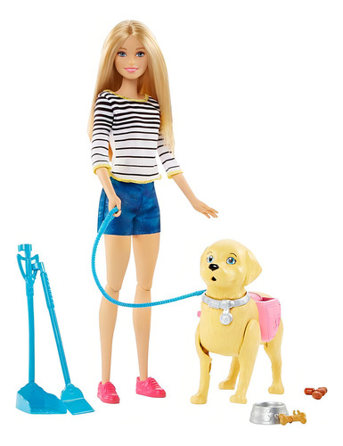 MUÑECA BARBIE PASEO DE PERRITO MATTEL