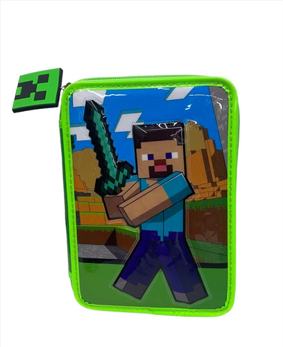 CARTUCHERA CANOPLA 1 PISO MINECRAFT + SET ESCOLAR CRESKO