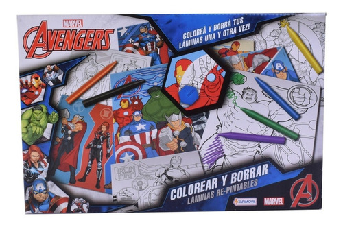 JUEGO DE CREACIÓN COLOREA Y BORRA AVENGER TAPIMOVIL VAV03474