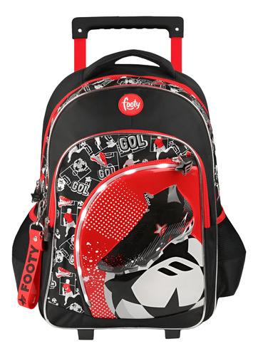 MOCHILA CARRO 18 PULGADAS BOTIN LUZ LED ESCOLAR FOOTY