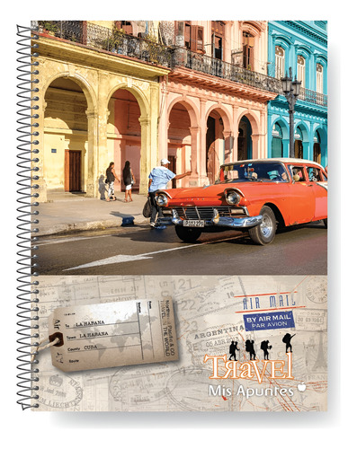 CUADERNO TAPA SEMIDURA 150 HOJAS ESPIRAL TRAVEL MIS APUNTES