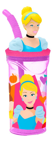 VASO PARA NIÑOS INFANTIL INCLUYE SORBETE PRINCESAS DISNEY 3D