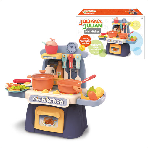 MINI KITCHEN JULIANA Y JULIÁN COCINA DE 23 PIEZAS COLOR GRIS
