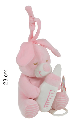 CUNERO MUSICAL ROSA O CELESTE CON MAMADERA PHI PHI TOYS