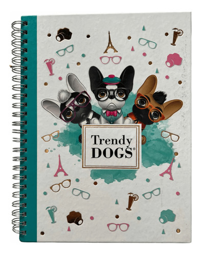 CUADERNO TRENDY DOGS 16X21 ESPIRALADO RAYADO PPR SOLUTION