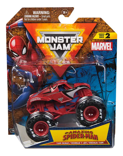 VEHICULO 1:64 METAL SPIDERMAN MARVEL MONSTER JAM