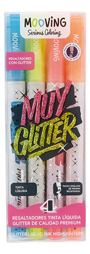 RESALTADORES MUY GLITTER X4 CALIDAD PREMIUM MOOVING