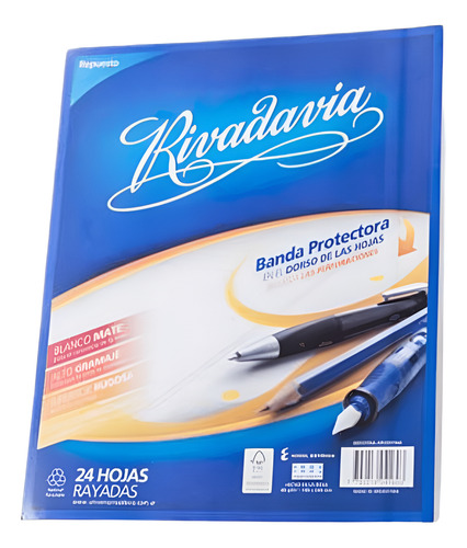 REPUESTO RAYADO 24 HOJAS 19X24 BANDA PROTECTORA RIVADAVIA