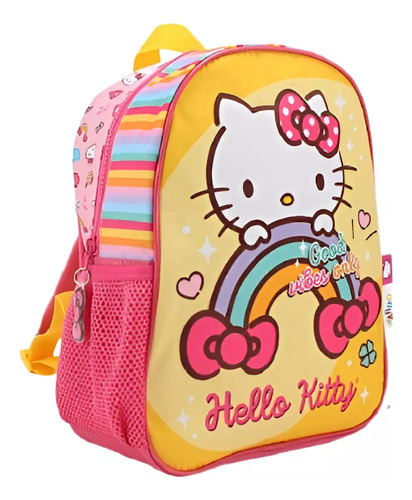 MOCHILA ESPALDA HELLO KITTY 12 PULGADAS ARCOIRIS LILA WABRO