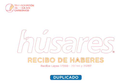 TALONARIO RECIBO DE HABERES DUPLICADO QUIMICO HUSARES