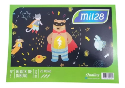 BLOCK DIBUJO 1028 N° 5 PAPEL COLOR NEGRO X 20 HOJAS LISO