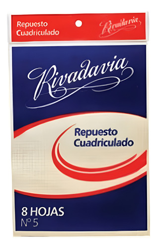 REPUESTO N5 DE 8 HOJAS CUADRICULADAS RIVADAVIA