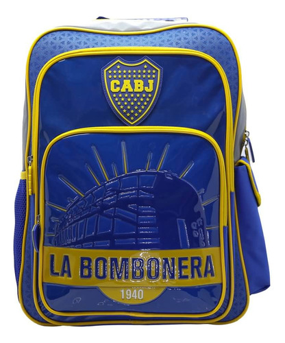 MOCHILA ESPALDA BOCA JUNIORS BOMBONERA CON STICKERS CRESKO
