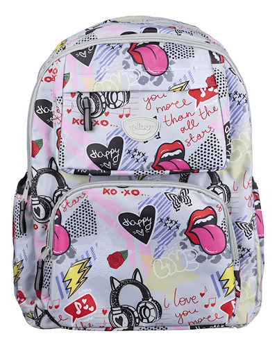 MOCHILA ESPALDA 17 PRO ROCKER AMOR GRIS 43CM TALBOT