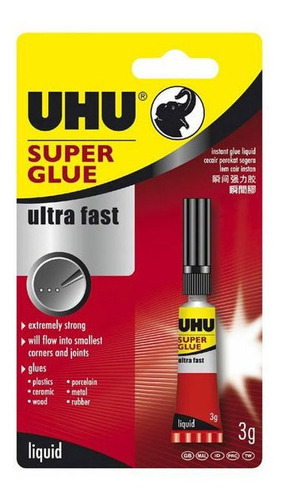 ADHESIVO UHU SUPER GLUE 3 GRAMOS X 4 UNIDADES