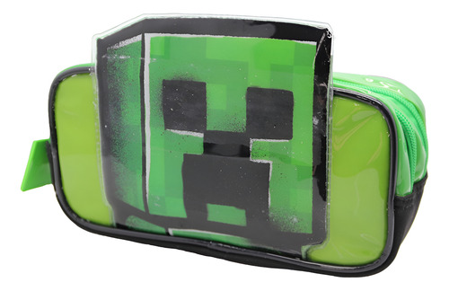 CARTUCHERA CANOPLA 2 CIERRES MINECRAFT BUILD 3D MOOVING