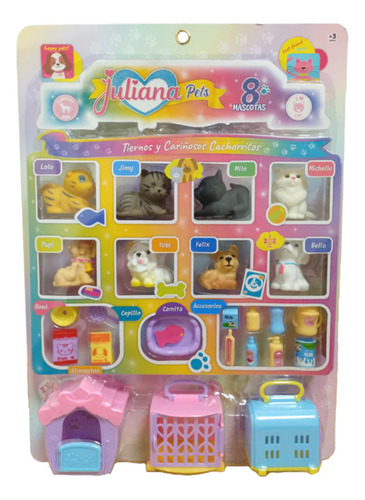 MUÑECO MASCOTAS JULIANA PETS 8 MASCOTAS CON ACCESORIOS