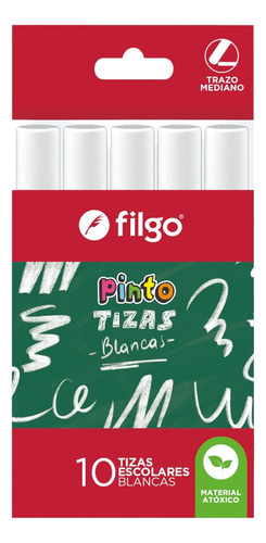 TIZAS ESCOLARES FILGO PINTO CAJA X 10 UNIDADES BLANCAS