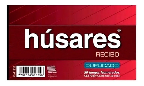 TALONARIO HÚSARES RECIBO GENERAL DUPLICADO 50 H 1825