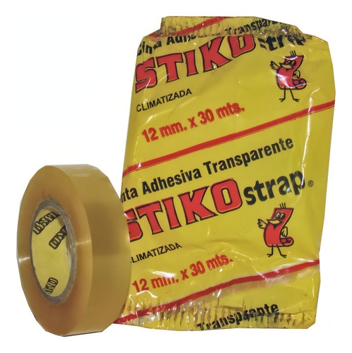 CINTA ADHESIVA TRANSPARENTE STIKO STRAP 12 MM X 30 METROS
