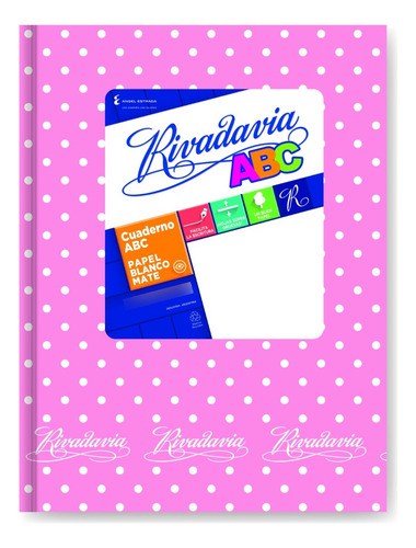 CUADERNO TAPA CARTÓN ABC 50 HOJAS ROSA LUNARES RAYADO