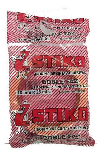 CINTA ADHESIVA DOBLE FAZ TRANSPARENTE STIKO 18 MM X 25 METRO