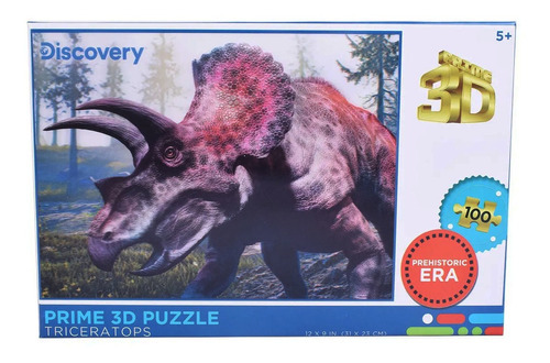 PUZZLE ROMPECABEZAS PRIME 3D TRICERATOPS X100 DISCOVERY