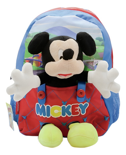 MOCHILA ESPALDA JARDÍN 13 MICKEY DISNEY CON PELUCHE