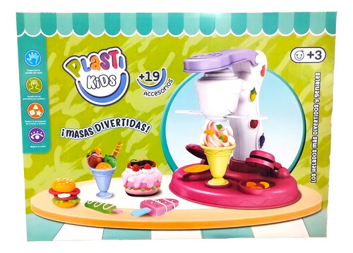 JUGUETE DIDACTICO SET DE 12 MASAS MAQUINA HELADOS ACCESORIOS