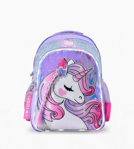 MOCHILA ESPALDA 18 SUMMER UNICORNIO CON TRENZA LUZ LED