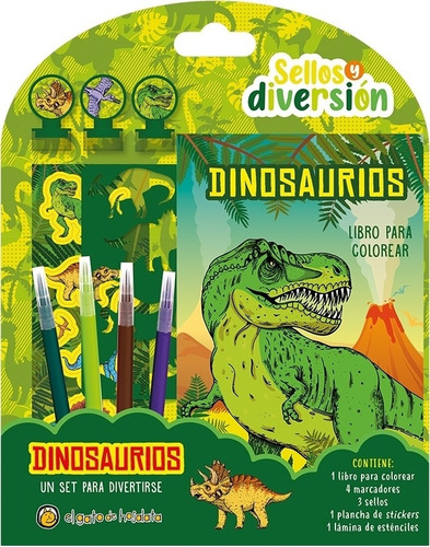 LIBRO PARA COLOREAR DINOSAURIOS SELLOS Y DIVERSIÓN