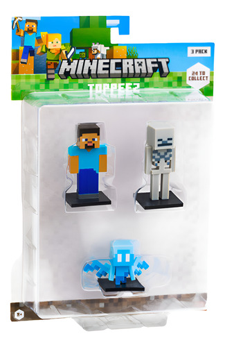 MINECRAFT FIGURAS PACK X3 SKELETON STEVE Y ALLAY MC2020