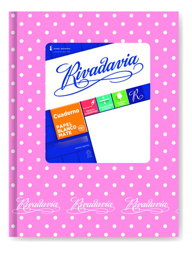 CUADERNO TAPA CARTON 16X21 50 HOJAS LUNARES ROSA