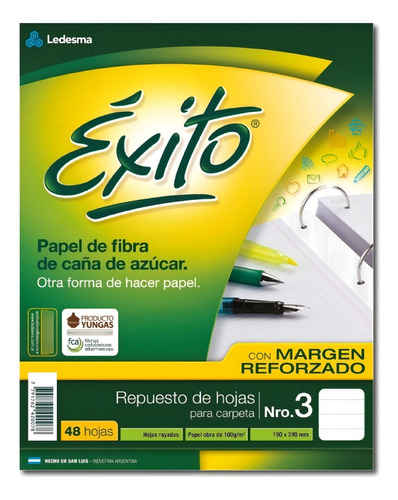 REPUESTO NO3 RAYADO 48 HOJAS MARGEN REFORZADO EXITO