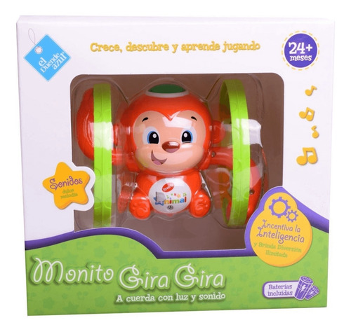 MONITO GIRA GIRA A CUERDA CON LUZ Y SONIDO EL DUENDE AZUL