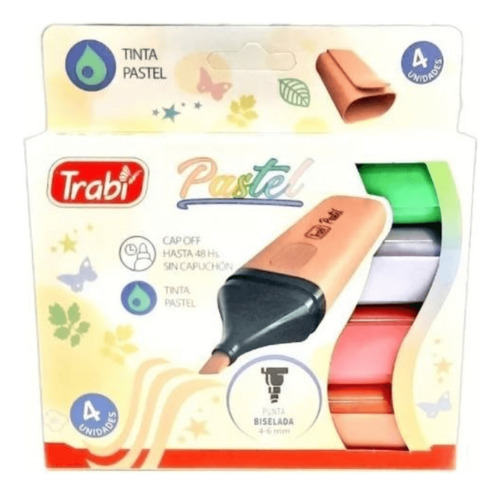 RESALTADOR PASTEL BLISTER X4 SURTIDO TRABI