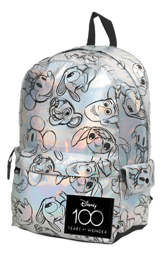 MOCHILA ESPALDA 17 PLATEADO DISNEY 100 AÑOS