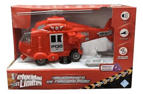 HELICOPTERO DE RESCATE A FRICCIÓN CON LUZ Y SONIDO