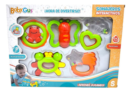 SET COMPLETO SONAJEROS MORDILLOS X5 PARA BEBÉS BABY GUS