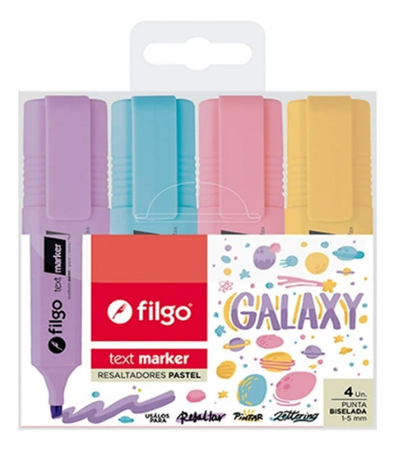RESALTADOR PASTEL TEXT MARKER GALAXY X4 FILGO