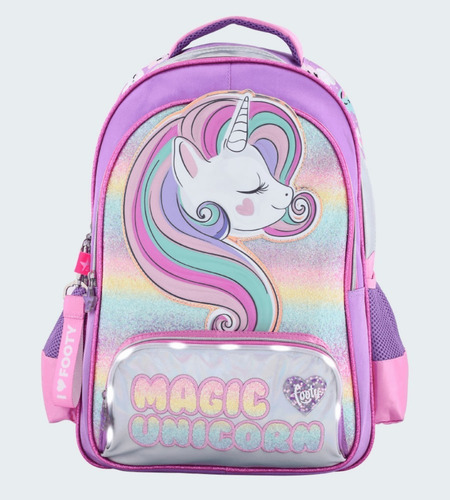 MOCHILA ESPALDA 18 GLITTER UNICORN CON LUZ LED