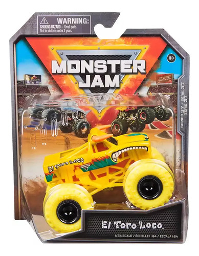 MONSTER JAM VEHICULO 1.64 METAL COLOR TORO LOCO AMARILLO